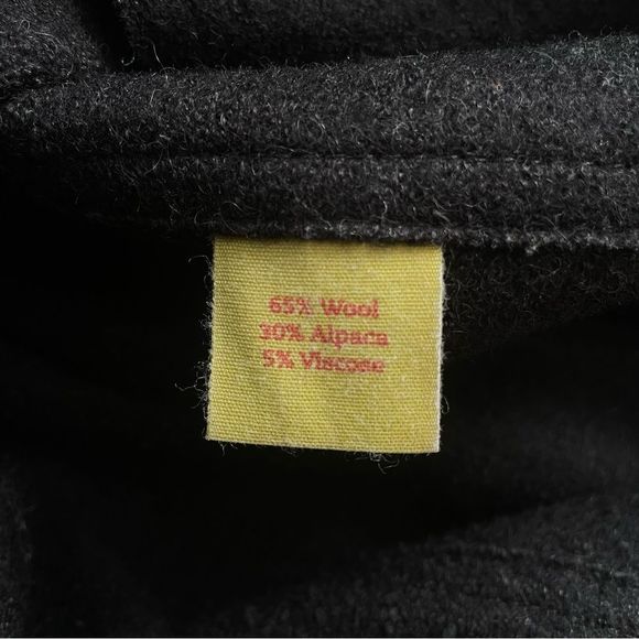 KUNA Ibis Coat Wool Alpaca Black Long Sleeve Button Front Lightweight Coat - Picture 11 of 13